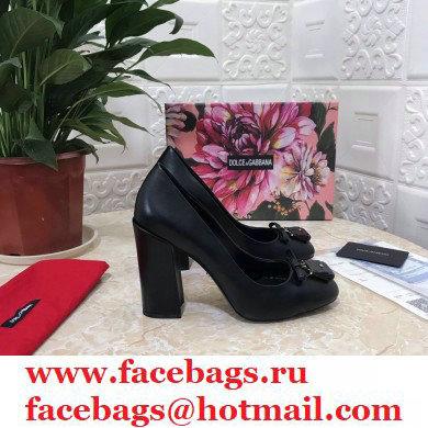 Dolce  &  Gabbana Block Heel 10.5cm Leather Sicily Pumps Black 2021